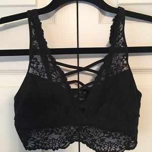 VS Pink criss-cross lace chemise - black, size S